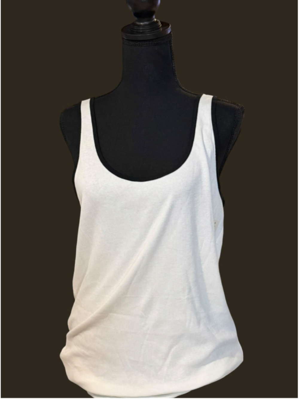 A New Day Women's Tank Top White Black Trim XXL NWT
